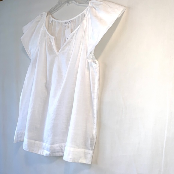 GAP Womens White V-Neck Short Flutter Sleeve Blouse Size Small - Picture 4 of 8